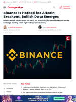 Binance Is Hotbed for Altcoin Breakout, Bullish Data Emerges - Coinspeaker