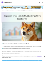 Dogecoin price falls to $0.22 after pattern breakdown - CoinJournal