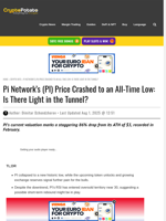 Pi Network's (PI) Price Crashed to an All-Time Low: Is There Light in the Tunnel?