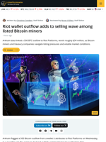 Riot Platforms Wallet Moves $34M in Bitcoin as Listed Miners Continue Sales