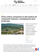 China orders companies to discontinue AI companion features, reshaping the tech landscape