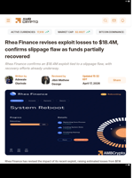 Rhea Finance revises exploit losses to $18.4M, confirms slippage flaw as funds partially recovered - AMBCrypto