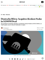 Deutsche Börse Acquires Kraken Stake in $200M Deal - Decrypt