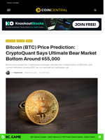 Bitcoin (BTC) Price Prediction: CryptoQuant Says Ultimate Bear Market Bottom Around $55,000 - CoinCentral