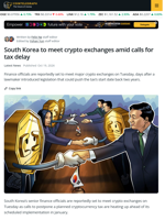 South Korea Faces Calls to Delay Crypto Tax to 2029