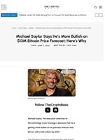 Michael Saylor Says He’s More Bullish on $13M Bitcoin Price Forecast; Here’s Why