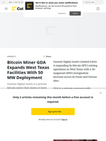 Bitcoin Miner GDA Expands West Texas Facilities With 50 MW Deployment