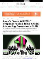 Aave’s “Aave Will Win” Proposal Passes Temp Check, Advancing Governance Shift - 