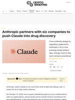 Anthropic partners with six companies to push Claude into drug discovery