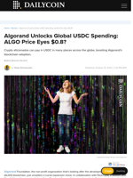 Algorand Unlocks Global USDC Spending: ALGO Price Eyes $0.8? - DailyCoin