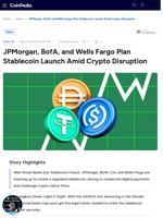 JPMorgan, BofA, and Wells Fargo Plan Stablecoin Launch Amid Crypto Disruption