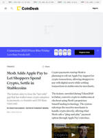 Mesh Integrates Apple Pay to Let Shoppers Spend Crypto, Settle in Stablecoins