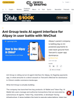 Ant Group tests AI agent interface for Alipay in user battle with WeChat