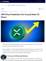 XRP Price Prediction For Crucial Next 72 Hours