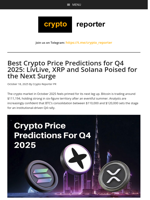 Best Crypto Price Predictions for Q4 2025: LivLive, XRP and Solana Poised for the Next Surge