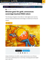 Bhutan Announces TER, a Sovereign Gold-Backed Crypto Token