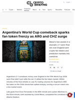 Argentina's World Cup comeback sparks fan token frenzy as ARG and CHZ surge
