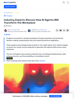 Experts Discuss How AI Agents Will Transform the Workplace