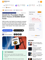 Zcash Co-Founders Clash Over Future of $125M Grant Fund