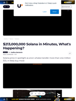 $213,000,000 Solana in Minutes, What's Happening? - U.Today