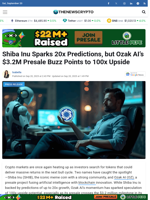 Shiba Inu Sparks 20x Predictions, but Ozak AI’s $3.2M Presale Buzz Points to 100x Upside