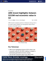 ARK Invest highlights Solana's $223M real economic value in Q3