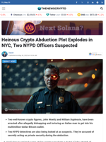 Heinous Crypto Abduction Plot Explodes in NYC, Two NYPD Officers Suspected