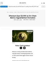 Ethereum Eyes $2,000 as On-Chain Metrics Signal Bottom Formation