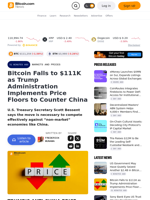 Bitcoin Falls to $111K as Trump Administration Implements Price Floors to Counter China – Markets and Prices Bitcoin News