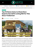 Top 10 Meme Coins to Stack Now: Experts See 531% Listing ROI for This Once-Trolled Cat - Crypto News Flash