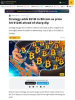 Strategy Adds 430 Bitcoin As BTC Hits $124K Ahead Of Dip