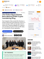 Thai Police Bust Chinese Boss Behind $74M Crypto Laundering Ring
