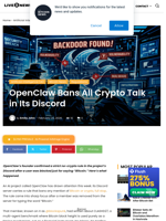 OpenClaw Bans All Crypto Talk in Its Discord | Live Bitcoin News