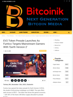 EV2 Token Presale Launches As Funtico Targets Mainstream Gamers With ‘Earth Version 2’ - Bitcoinik