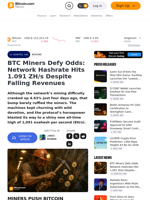 BTC Miners Defy Odds: Network Hashrate Hits 1.091 ZH/s Despite Falling Revenues – Mining Bitcoin News