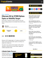 Ethereum Hit by $730M Options Expiry as Volatility Surges