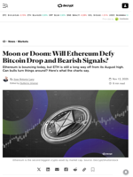 Moon or Doom: Will Ethereum Defy Bitcoin Drop and Bearish Signals? - Decrypt