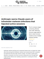 Anthropic warns Claude users of infostealer malware infections that hijacked active sessions