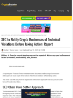 SEC to Notify Crypto Businesses of Technical Violations Before Taking Action: Report