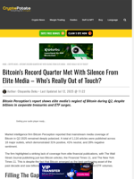 Bitcoin's Record Quarter Met With Silence From Elite Media - Who's Really Out of Touch?