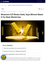 Binance’s CZ Mocks Gold, Says Bitcoin Beats It for Real-World Use