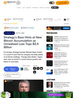 Strategy’s Boss Hints at New Bitcoin Accumulation as Unrealized Loss Tops $3.4 Billion – Crypto News Bitcoin News