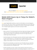 WebX 2025 Gears Up in Tokyo for Web3’s Next Chapter
