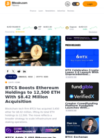 BTCS Boosts Ethereum Holdings to 12,500 ETH With $8.42 Million Acquisition – Crypto News Bitcoin News
