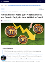 Pi Coin Holders Alert: $264M Token Unlock and Domain Expiry in June, Will Price Crash?