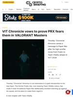 VIT Chronicle vows to prove PRX fears them in VALORANT Masters