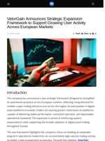 VelorGain Announces Strategic Expansion Framework to Support Growing User Activity Across European Markets - Visionary Financial