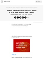 Bitwise XRP ETF Surpasses $500 Million in AUM Nine Months After Launch 