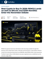 Best Crypto to Buy in 2026: PENGU Lands on SoFi as Bitcoin and $33M Remittix Enter the November Debate - TechBullion