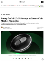 Pump.fun's PUMP Slumps as Meme Coin Market Stumbles - Decrypt